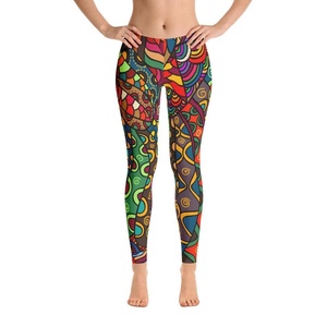 Legging de sport taille mi-haute pour femme en Spandex/Polyester, imprimé par transfert thermique, longueur 25"/28", pantalon de yoga à contrôle du ventre et effet push-up - Product Image 1