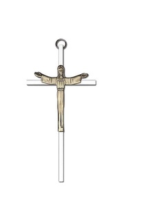 Croix en laiton poli avec deux cercles intérieurs, accessoires pour la décoration murale d'église - Product Image 3