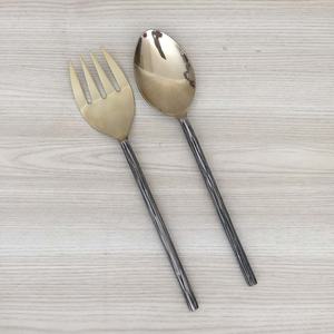 Ensemble de service à salade unique en acier inoxydable avec poignée de conception de doublure forgée Ensemble de service de bar à salade de style occidental Ensemble de couverts en laiton - Product Image 6