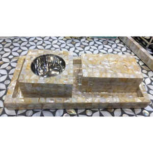 Vente en gros personnalisée faite à la main nacre incrustation bakhoor ensemble coquillage incrusté bakhoor ensemble coquille mubakhara ensemble pour eid mubarak - Product Image 6