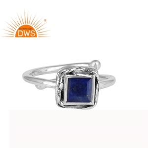 Anneaux compensés en argent Sterling 925 pour femme, pierres précieuses Lapis colorées, fabrication de bijoux, bagues empilables, nouvelle collection - Product Image 1