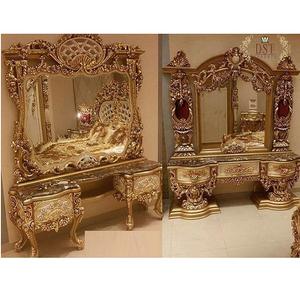 Table de toilette classique sculptée à la main, ensemble de 2 pièces, Design à la mode, Antique, Console dorée, sculptée à la main, nouveau Design - Product Image 1