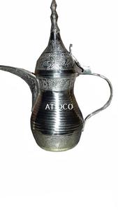 Indian Top Selling Latest Premium Quality <b>Silver</b> Plated Luxury Arabic Dallah Turkish Style Sand Casted Embossed Brass Coffee - Product Image 5