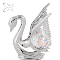 Figurine de cygne en métal chromé gravée au laser Crystocraft, souvenir de mariage, art populaire européen, objet de collection