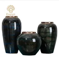 Горячая Распродажа, полированная черная керамическая декоративная Цветочная ваза ручной работы