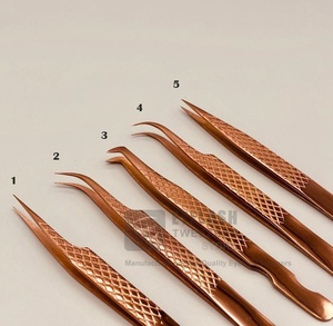 Pincettes en acier inoxydable pour faux-cils, pinces à épiler, haute qualité, doré, Rose, étiquettes privée, possibilité de vente en gros - Product Image 2