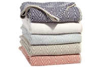 Vente en gros 100% coton Queen Size doux tricoté brodé imprimé jette maison Portable couvertures lestées pour l'hôtel