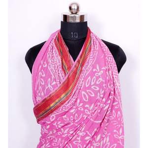 ผ้าพันคอผ้าฝ้าย,ผ้าพันคอพิมพ์ลายบล็อกมือแบบอินเดียผ้าพันคอชายหาด Pareo ตกแต่งแฮนด์เมดผ้าคลุมฤดูร้อน - Product Image 2