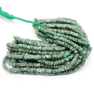 Perles d'émeraude naturelle de 4 mm, forme Heishi lisse, 16 pouces, qualité supérieure AAA - Product Image 1