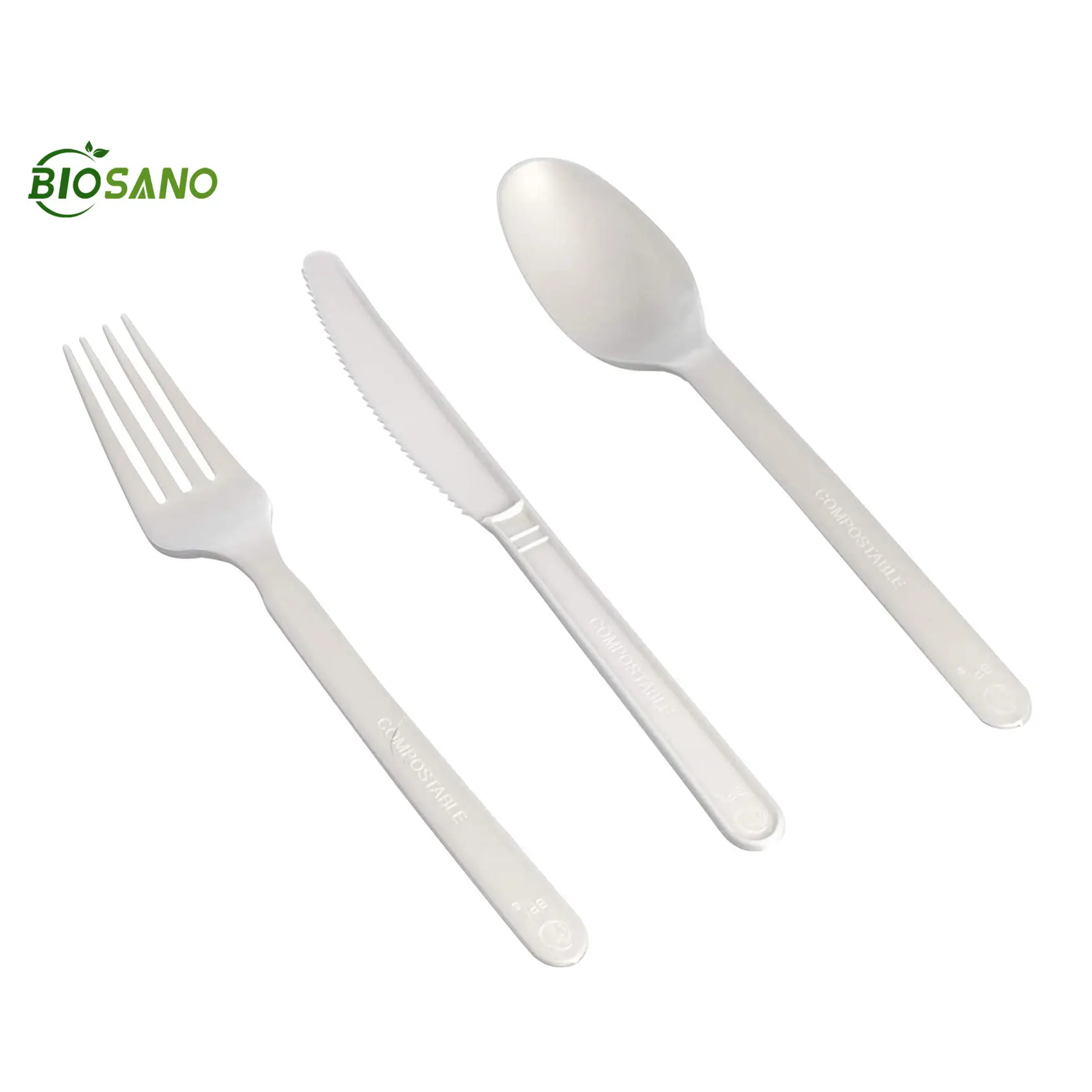 Biosano ชุดช้อนส้อมและช้อนส้อมพลาสติก,แบบใช้แล้วทิ้งย่อยสลายได้ทางชีวภาพจานแต่งงานขนาดเล็กชุดเครื่องใช้บนโต๊ะอาหาร
