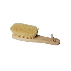 Natural 36mm Cactus Bristle Brush with Short Handle for Exfoliating Body Skin Cleaning and Massage in Sauna and Bath