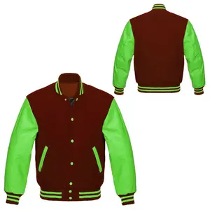 Nieuwe Satin Varsity Jacket Met Contrast Geribbelde Gewatteerde Voering En Multi Kleur Custom Stijl Varsity Jassen