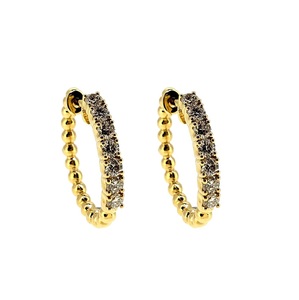 Ensemble bijoux fins avec pince exagéré, boucles d'oreilles, en diamant, rond, de haute qualité, or jaune, 18k, pour mariage, livraison directe - Product Image 1
