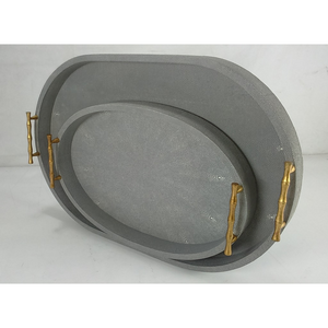 Plateau ovale rétro en faux shagreen couleur charbon, modèle DAPHOCO 078, origine Vietnam, 0,51x0,38x0,065 - Product Image 6