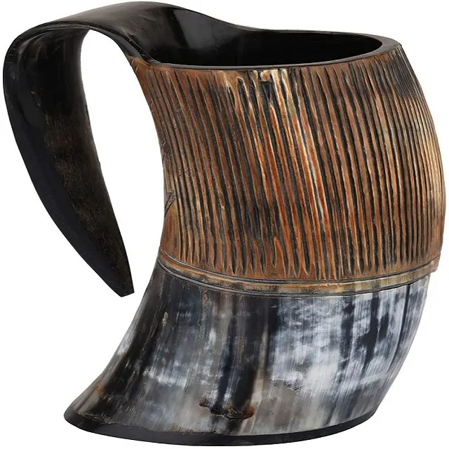 Tasse à boire style Viking en forme de corne du monde, gobelet de bière, de vin, tasse Tankard, perle, gobelet en toile de jute