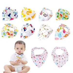 Everystep Cute Cartoon muslin feeding Infant Newborn triangle scarf baby drool Bib