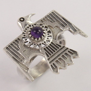 Bagues en Améthyste Naturelle de Qualité Supérieure, 5x5, Pierres Précieuses, Aigle à Chauve, Design, Bague en Argent Sterling Pur 925, Toutes Tailles USA - Product Image 2