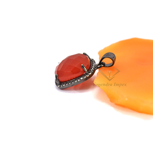 Cojín forma cornalina piedra preciosa colgante 925 plata esterlina negro rodio plateado venta al por mayor moda colgantes y dijes cúbicos - Product Image 2