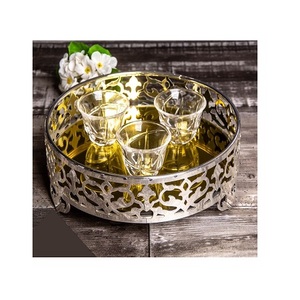 Newest Design Brass and <b>Mirror</b> Serving <b>Tray</b> Round Shape Customized Size Tea Coffee <b>Tray</b> at Wholesale Price - Product Image 3