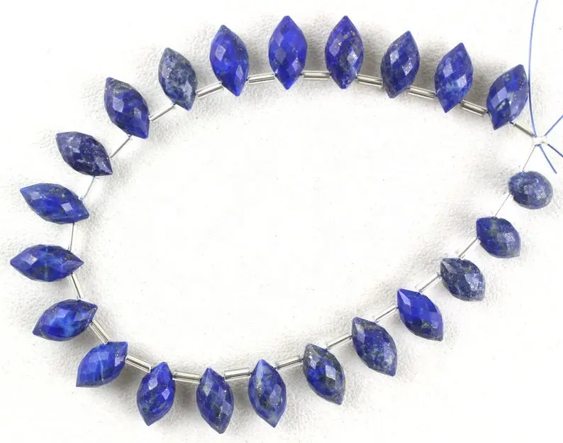 Piedras preciosas naturales de lapislázuli, 22 unidades, facetadas, de forma elegante, para fabricación de joyas azules, venta al por mayor