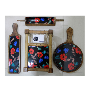 Ensemble de plateaux en émail peinture planche à découper plateau de service lit de service blocs à découper en bois traditionnel pour la maison et l'hôtel bois - Product Image 1