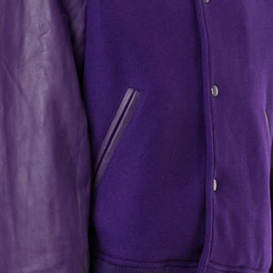 Chaqueta de bombardero de invierno de talla grande para hombre, diseño universitario transpirable, cuerpo de lana, Béisbol liso, brazos de cuero, técnicas lavadas - Product Image 5