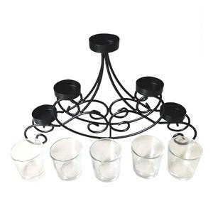 Metal Stand Glass Cup <b>Tealight</b> Candle <b>Holder</b> for Central or Side Tables Living Room and Home Decoration or Gifting - Product Image 2