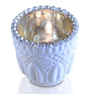 Portavelas votivo de cristal con borde dorado, soporte de luz de té de vidrio claro decorativo para el hogar - Product Image 4