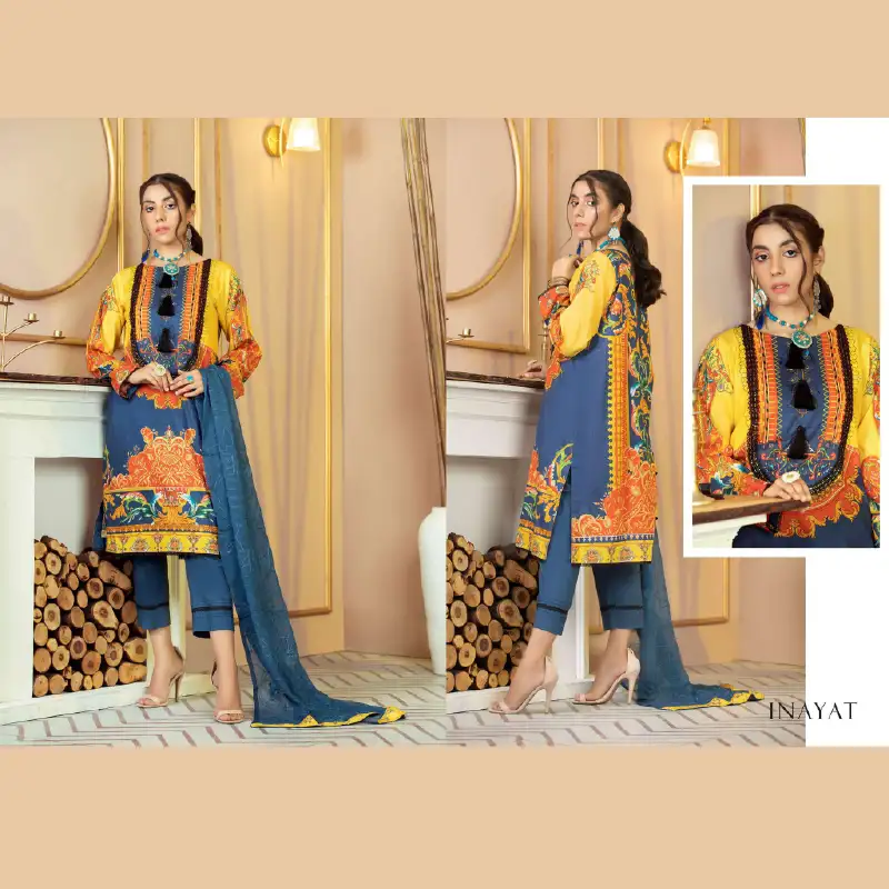 सिले पाकिस्तानी 3 टुकड़ा मुद्रित लॉन shalwar कमीज सूट मूल ब्रांडेड पाकिस्तानी कपड़े डिजाइनर संग्रह