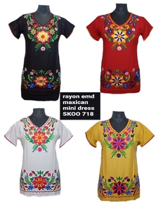 Vestido Maxi de Rayón, Elegante, Multicolor, Diseño Mexicano, Estilo Boho, Moda Tradicional 2022, Vintage, Verano - Product Image 2