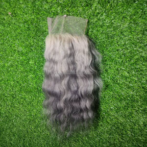Indian Vendor's 30-Inch Natural Black Remy Virgin Human Hair Extensions Grey Transparent <b>Lace</b> <b>Closure</b> Raw Natural Wave Style - Product Image 4