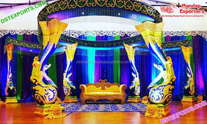 Boda hindú clásica Fibra dorada Mandap Boda India Mandap Puerta de bienvenida Boda especial Mejor precio Fibra dorada Mandap Reino Unido - Product Image 2