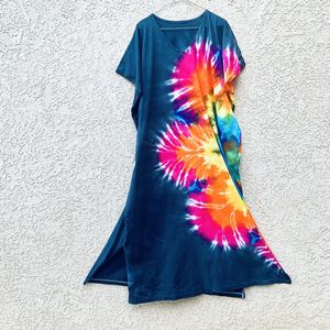 Kaftan ผ้าเรยอน,ขนาดใหญ่พิเศษผ้าผูกย้อมยิปซีสุดชิคคอวีแขนครึ่งส่วนสวมใส่สบาย - Product Image 3