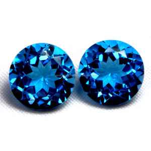Topacio Azul Suizo Natural, Piedras Preciosas Sueltas, Corte Brillante Redondo para Joyería |   Certificado por Terceros |   Fabricante Indio Bu - Product Image 1