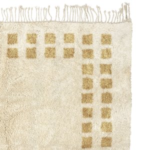 Very Soft Gift Unique Beni Ourain Rug Hand Made Moroccan Boho Beni Ourain Rugs Hand Knotted Wool Cotton Black Beige Area Rug - Product Image 3