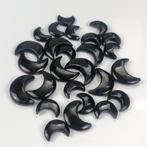 พลอยโอนิกซ์สีดำธรรมชาติอัญมณีหลวมทรงดวงจันทร์สีดำอัญมณีสีดำอัญมณีแฮนด์เมดสำหรับทำเครื่องประดับ - Product Image 1