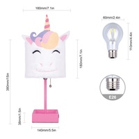 Lámpara de mesa de unicornio de lectura de dibujos animados, moderna, de Metal marrón, con sombra de felpa, puerto USB, salida de CA, BKLT-PV6, fabricante de China