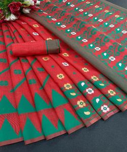 Kanchipuram Saree en soie tenue de soirée mariage indien dernier créateur Banarasi sari en coton et soie avec chemisier vêtements pour dames grossiste ApparelGarment - Product Image 3