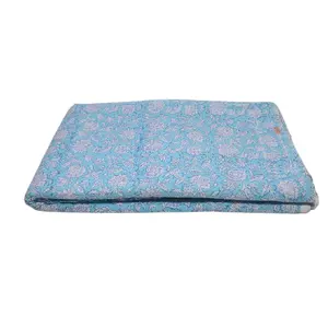 Ndian-tela de algodón con estampado a mano, tejido de algodón con diseño floral