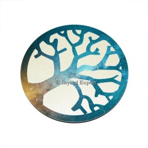 100% Velvet Jewelry Bag Customiz <b>Tree</b> of Life Colored Wood Coaster - Product Image 1