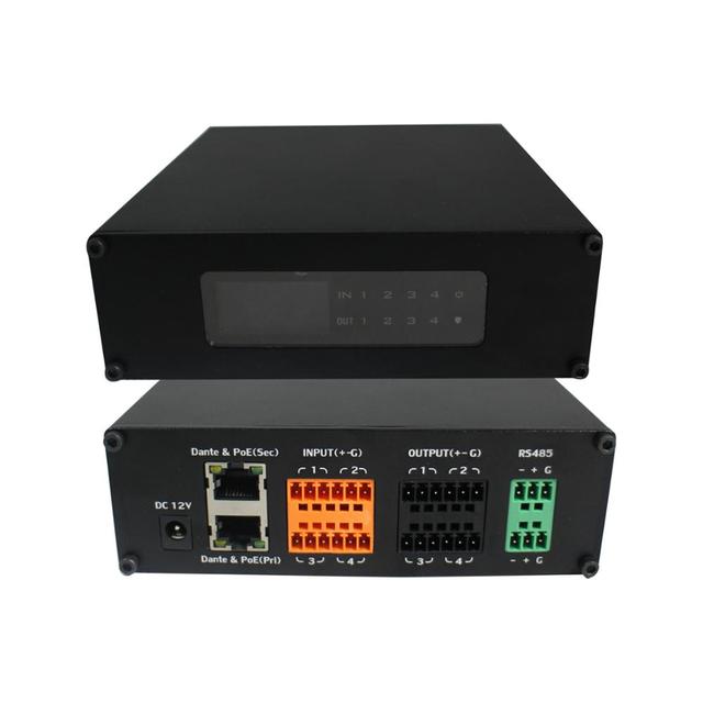 Dante Network 4 in 4 Out DSP Audio Transmitter Supports POE Power Supply