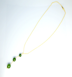 Collar de jade verde natural para mujer, joyería con relleno de oro, 14KF, venta al por mayor - Product Image 3