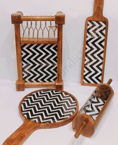 Bandeja Rectangular de madera Natural para desayuno, bandeja para servir café con asas, bandejas de madera para comida, venta al por mayor, 2022 - Product Image 3