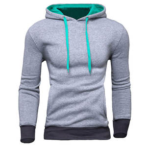Sudadera con capucha de dos tonos 100% algodón de alta calidad y precio bajo cuello levantado patrón sólido tela tejida para invierno - Product Image 4