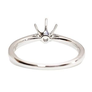 Bague de fiançailles et de mariage semi-montée en or blanc massif 18 carats avec diamant central véritable 1,5 carat, sertie 6 griffes, pour style classique - Product Image 3