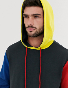 Sweat à capuche en molleton de coton pour homme, style streetwear hiver, color block, broderie personnalisée, impression numérique, personnalisable, écologique - Product Image 3
