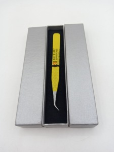 แหนบต่อขนตาสแตนเลส45องศาเครื่องมือเสริมความงามแบบใหม่เคลือบด้วยผงสีเหลืองโลโก้ออกแบบได้ตามต้องการ - Product Image 2