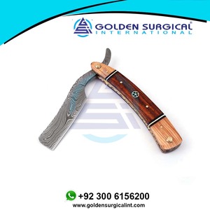 Tùy Chỉnh Handmade Damascus Thép Thẳng Gấp Dao Cạo Với Cổ Điển Barber <span class=keywords><strong>Straight</strong></span> Blade Edge Tốt Nhất Damascus - Product Image 2
