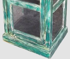 Étagère rustique en bois avec portes en verre, armoire de rangement à 3 niveaux, finition vert antique, meubles de salon - Product Image 6