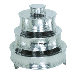 แท่นวางเค้กแบบโลหะรูปทรงกลมทำมือแบบนิกเกิลชุบแฟนซีแท่นวางบนโต๊ะเค้กวันเกิด - Product Image 6